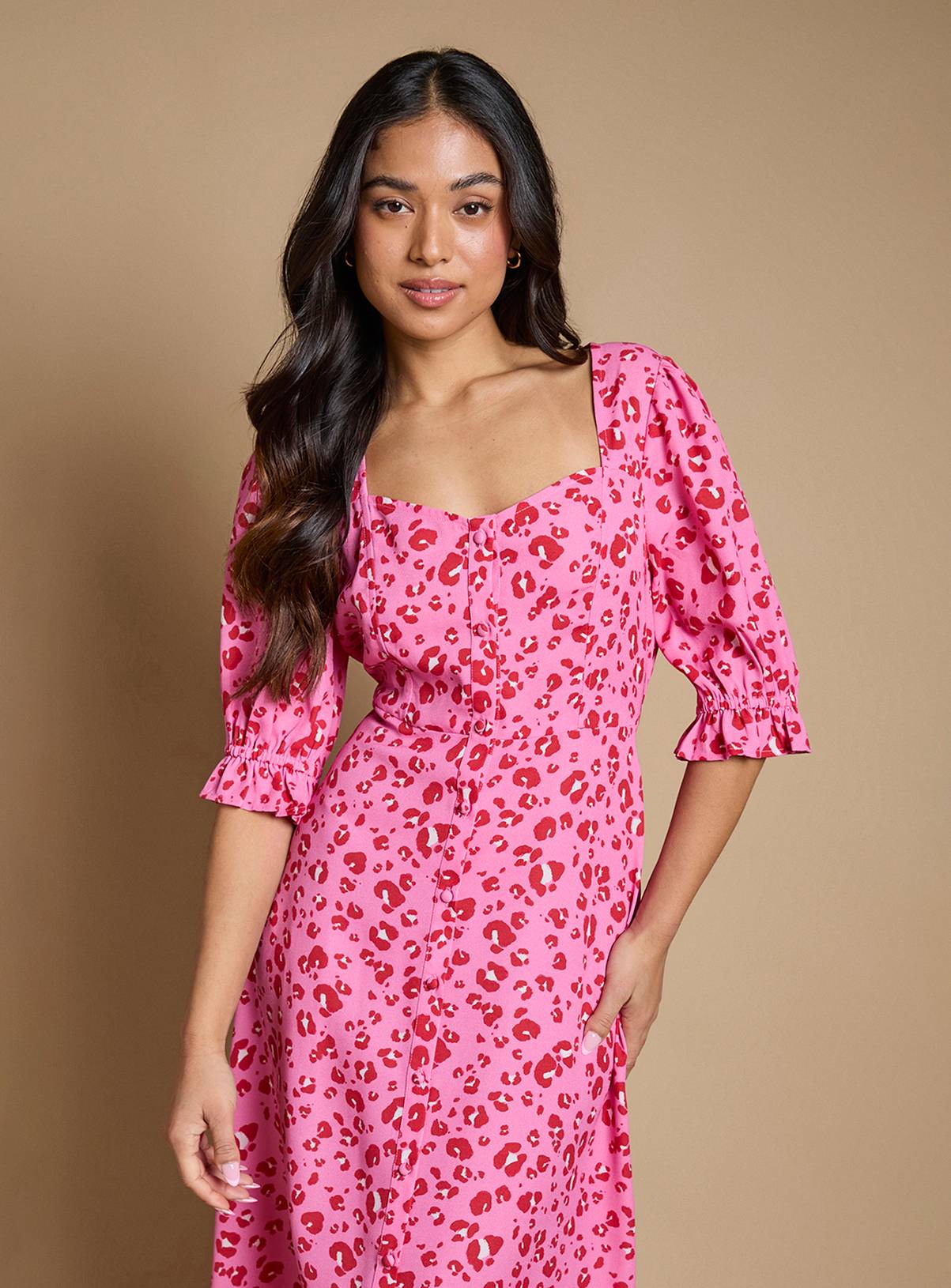DOROTHY PERKINS Petite Animal Button Through Midaxi Dress 8 - Image 4